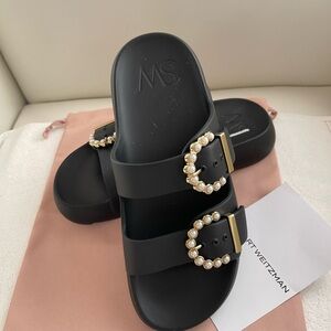 NEW Stuart Weitzman Pearl Buckle Slide